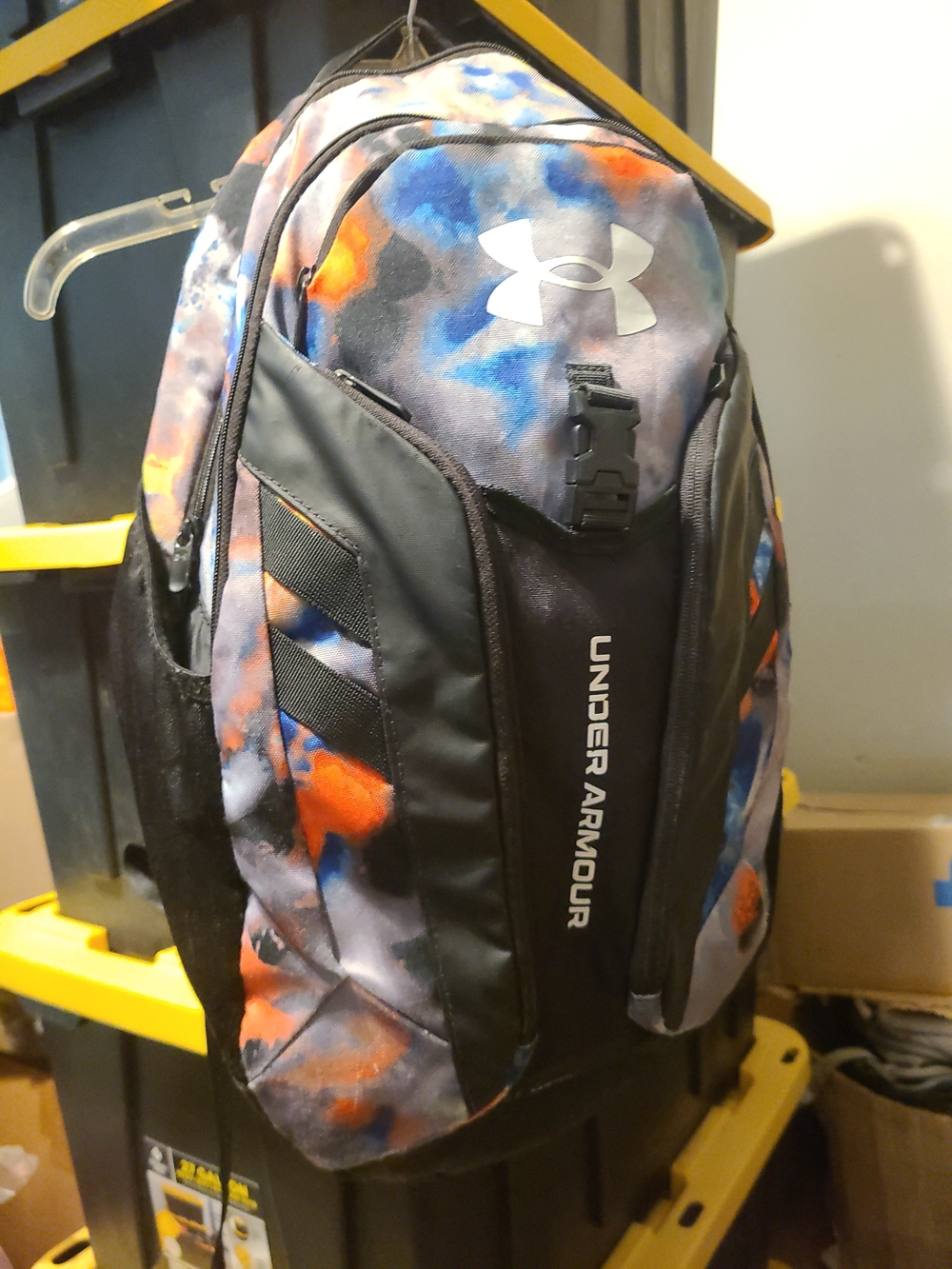 Under Armour Hustle Pro Men's Multicolor Camo Backpack - Blue/Orange/Gray
